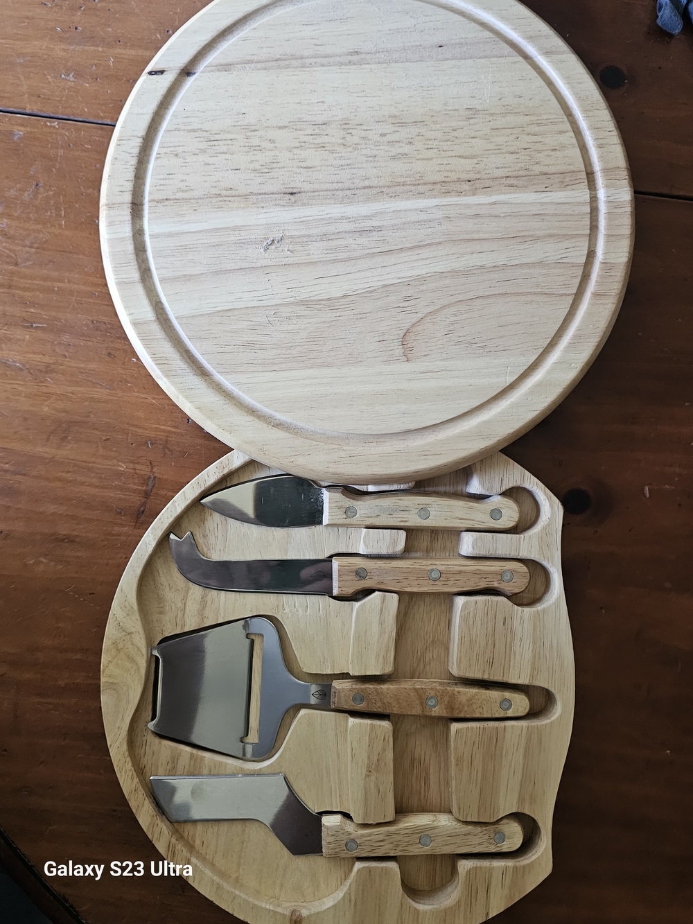 Wooden Cheese Board Set with Knife Tools - Natural